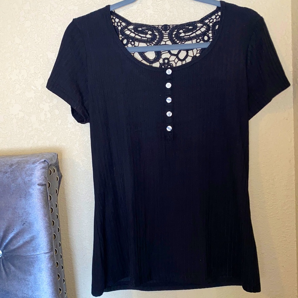 Black Shirt with open back designs